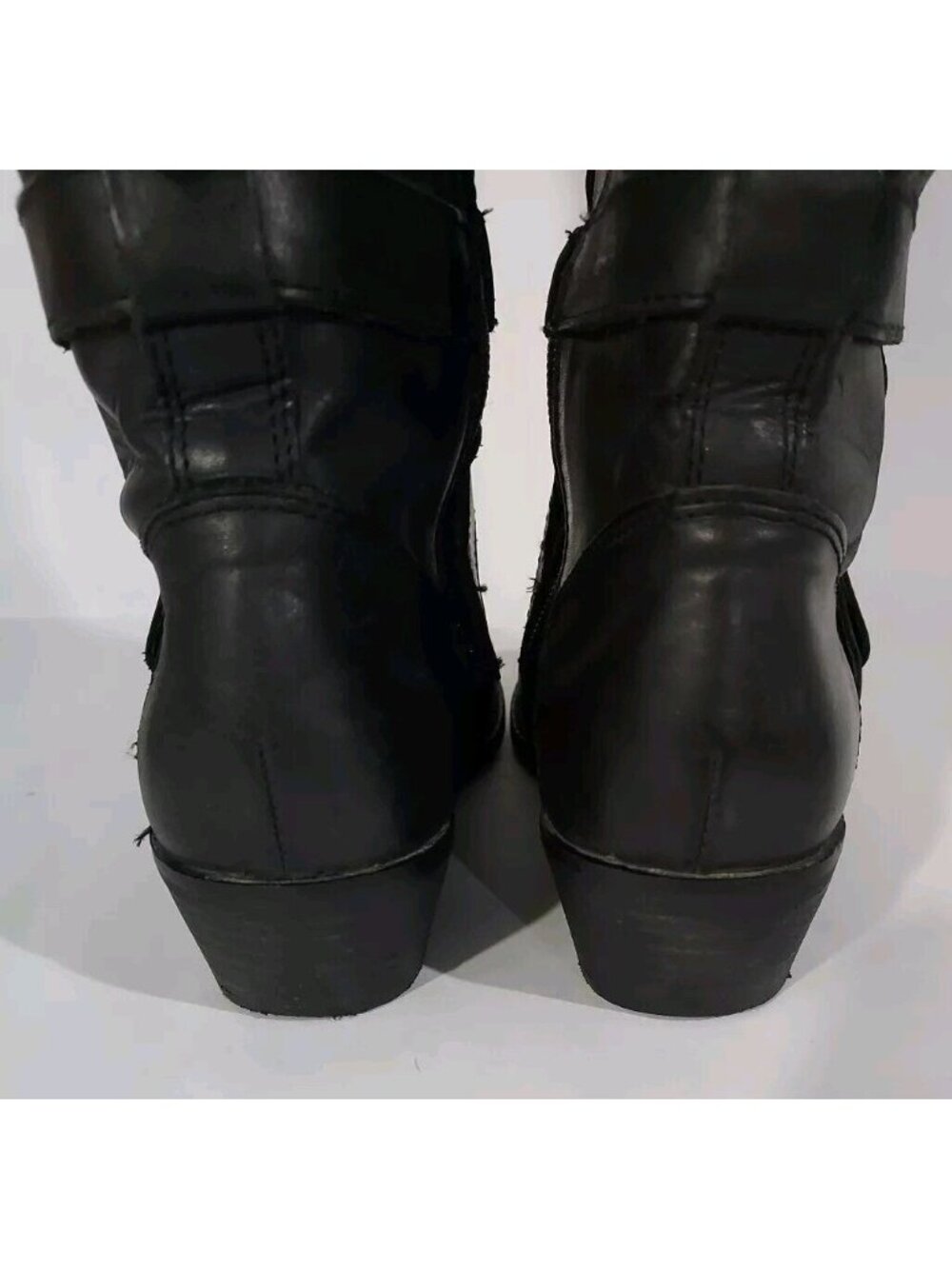 Dolce Vita Black Leather Tall Boots Womens Size 6 Casual Low Heel Side Zip - Picture 11 of 11
